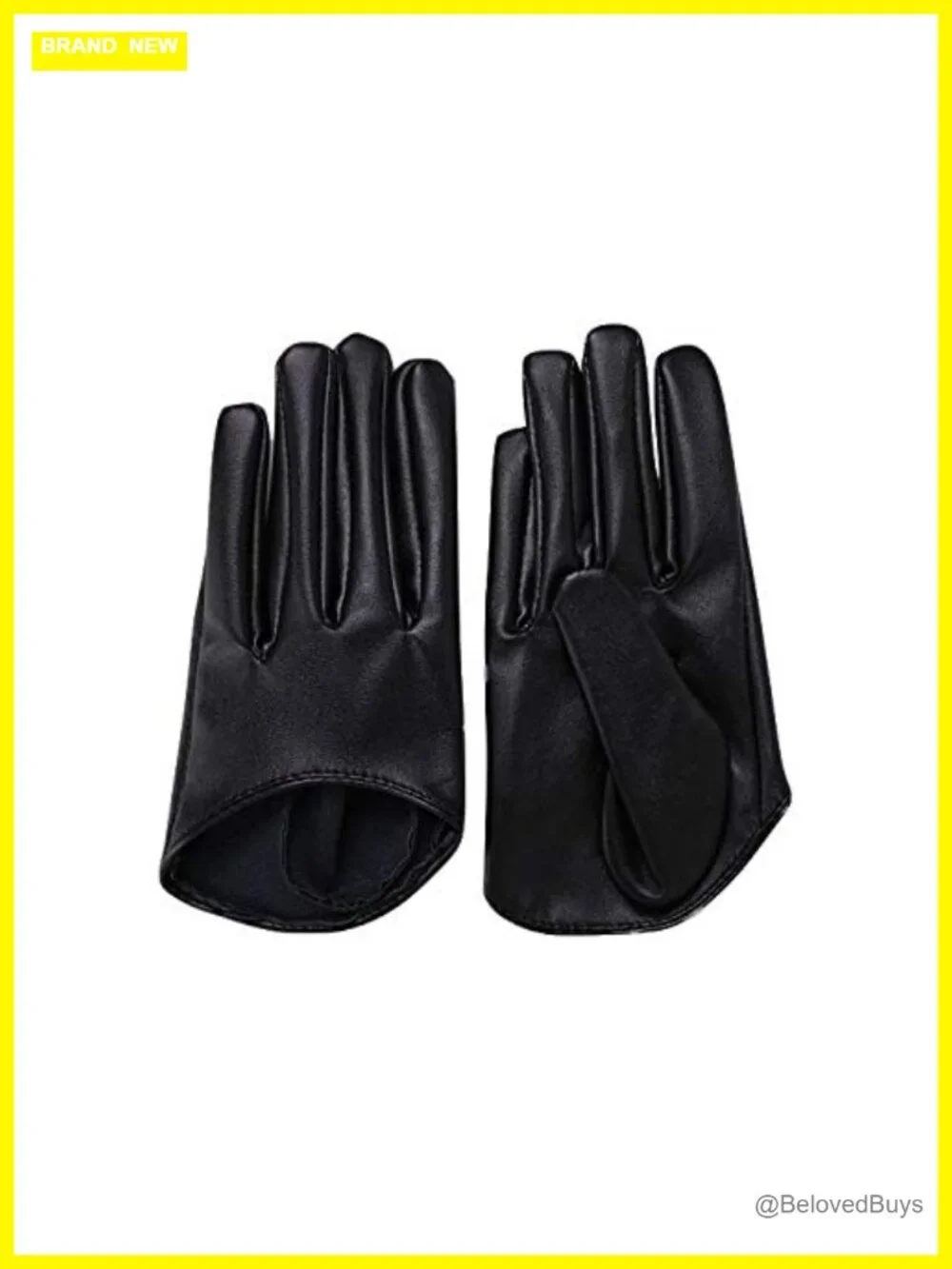 Faux Leather Half Palm Gloves for Driving Cosplay Costume Parties